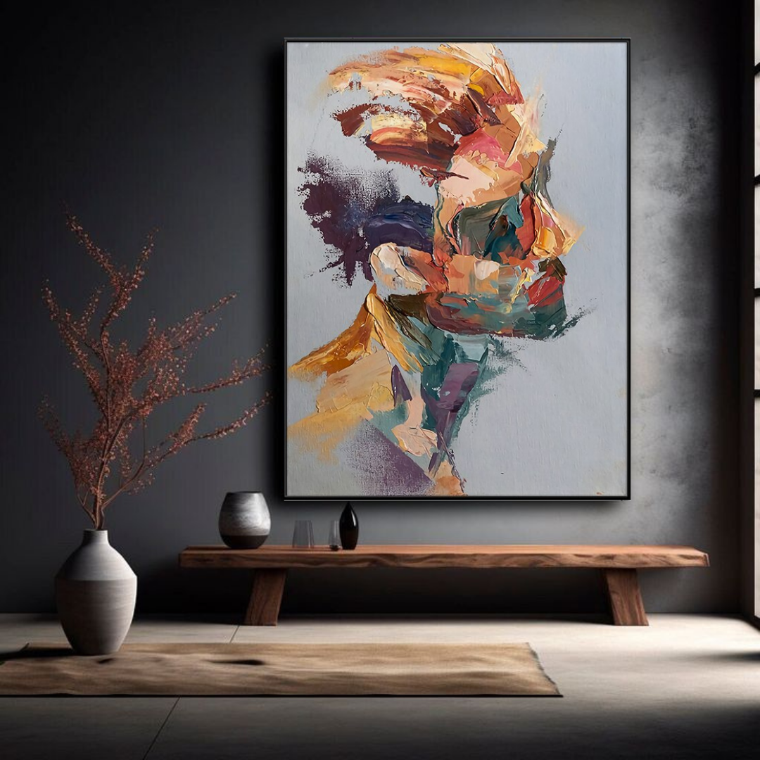 Modern-man-in-shades-colourful-abstract-textured-art-oil-painting-minimal-decor