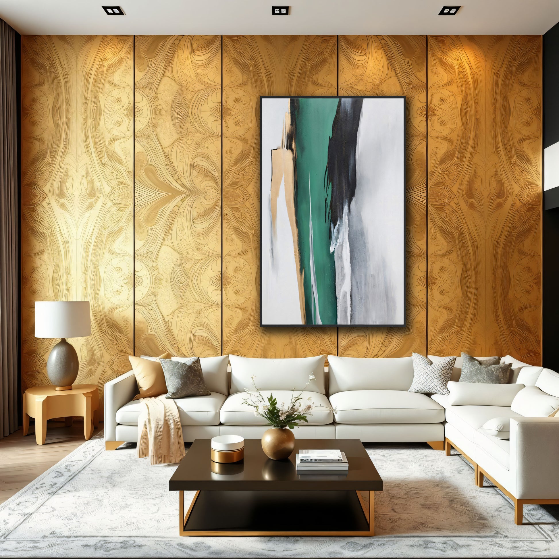 A Journey of Emerald and Gold Oil Painting The Urban Narrative