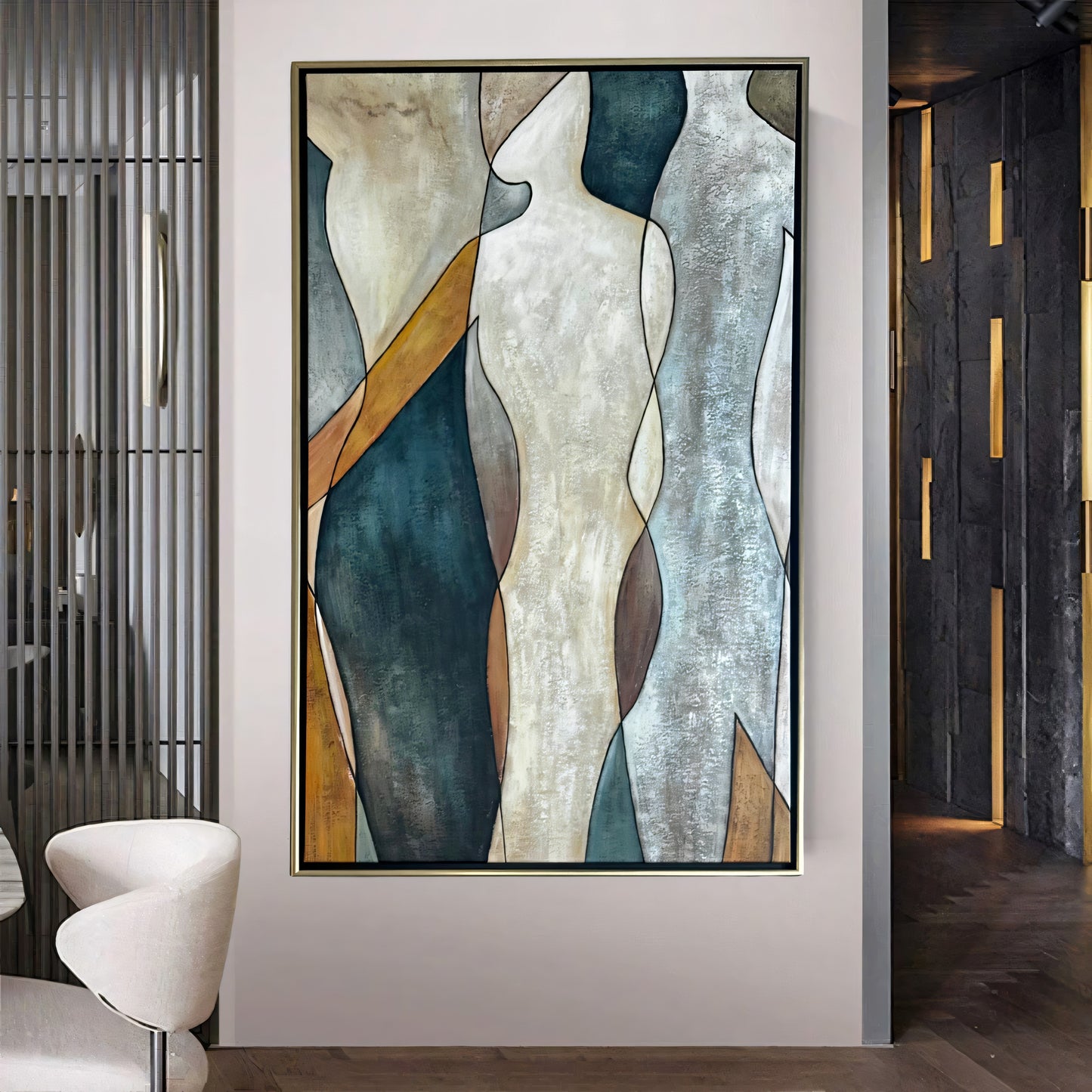 Abstract Human Art in Warm Tones and Gold Painting The Urban Narrative