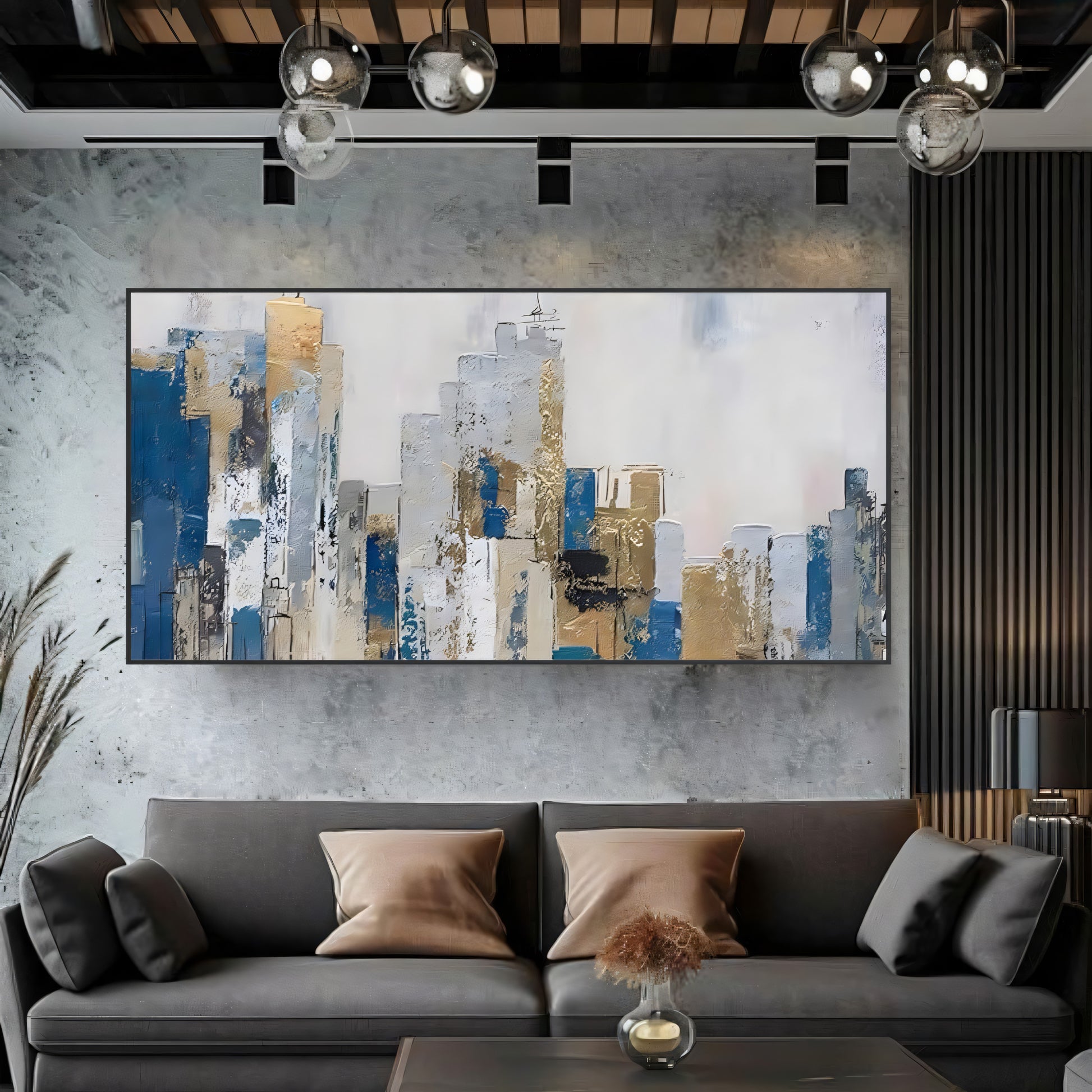 City Contours Modern Urban Oil Painting The Urban Narrative