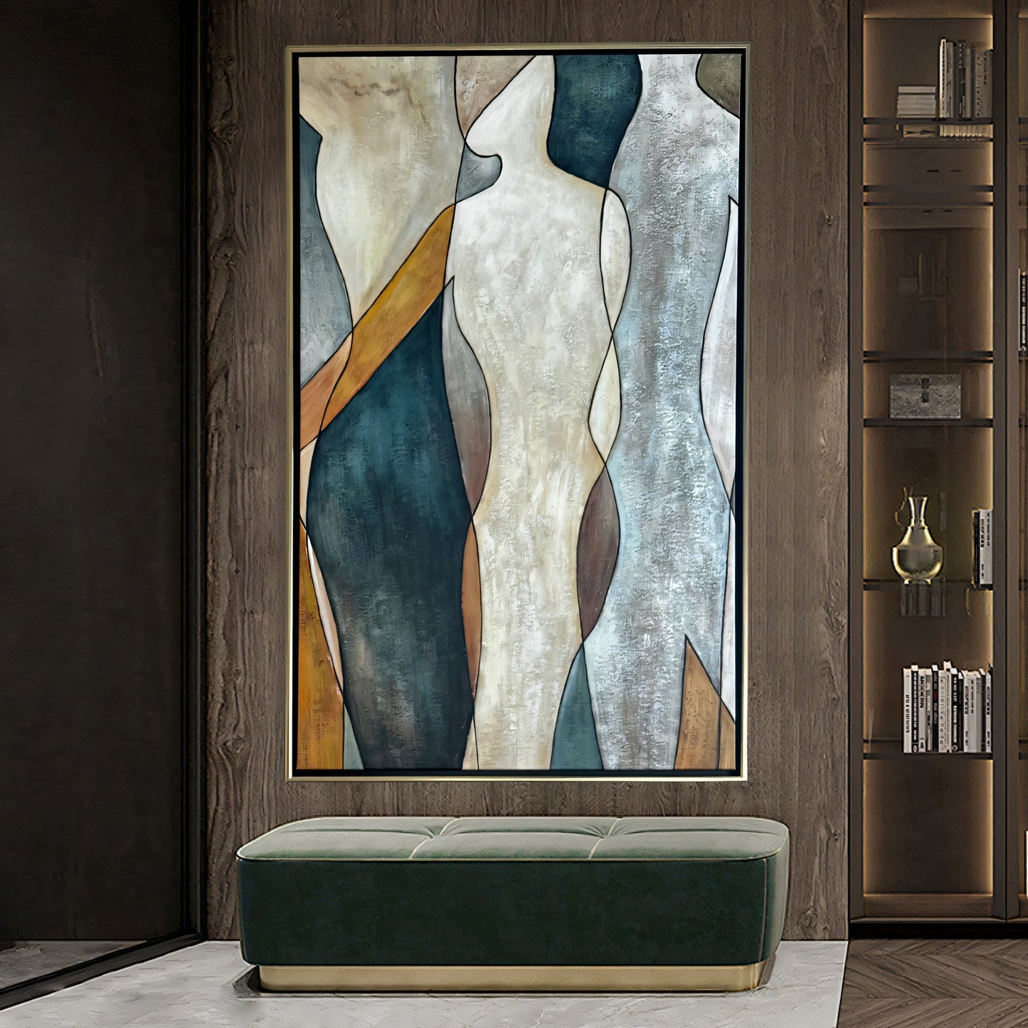 Connect Cohere Abstract Human Art in Warm Tones & Gold Oil painting The Urban Narrative