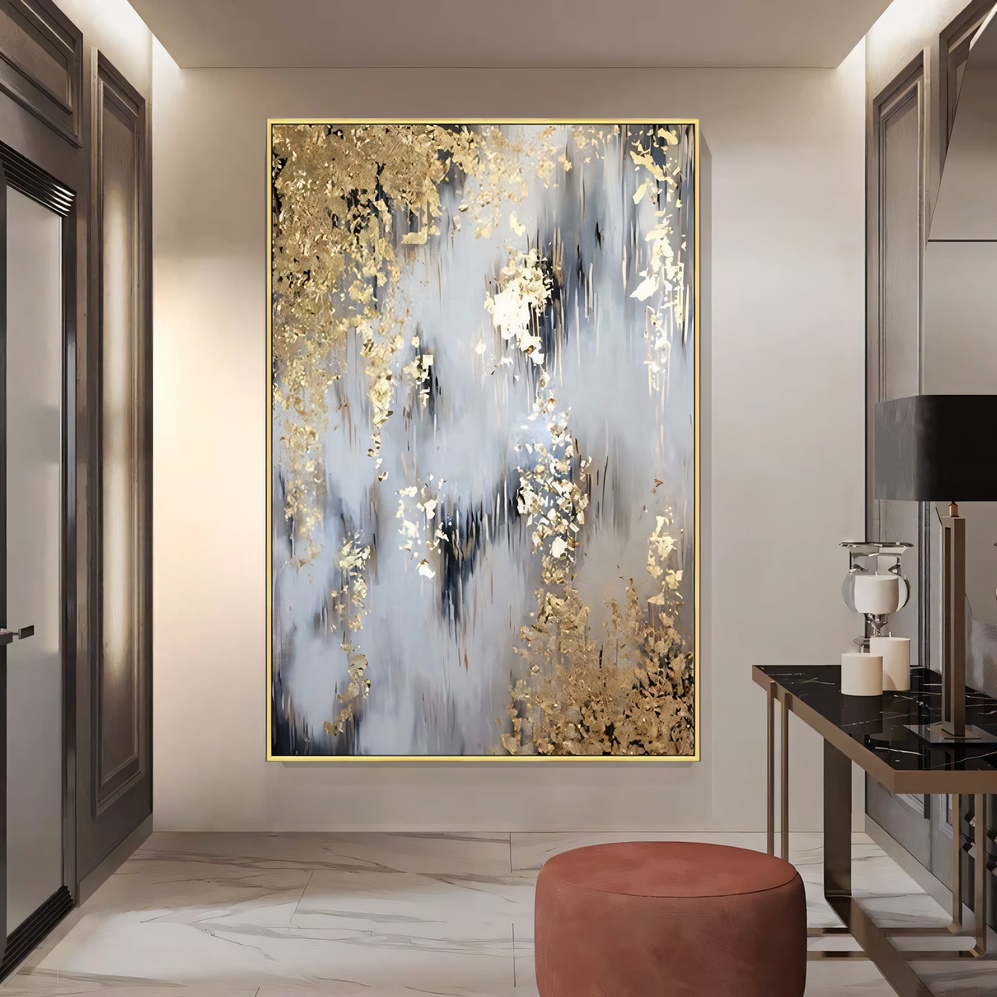 Embracing Fall Golden Leaf Captivating Oil Painting The Urban Narrative