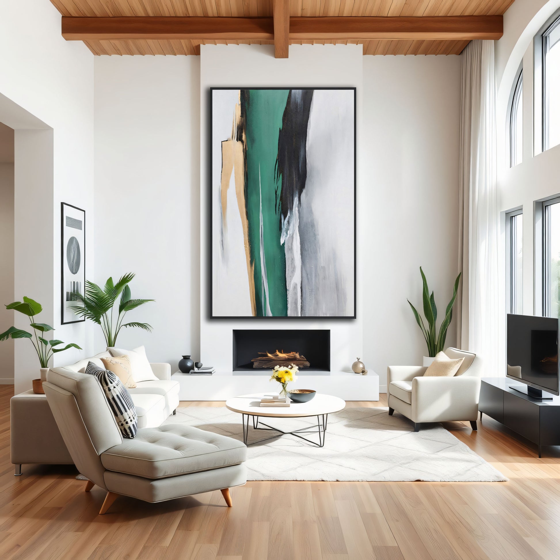 Emerald Passage A Journey of Emerald and Gold Oil Painting The Urban Narrative