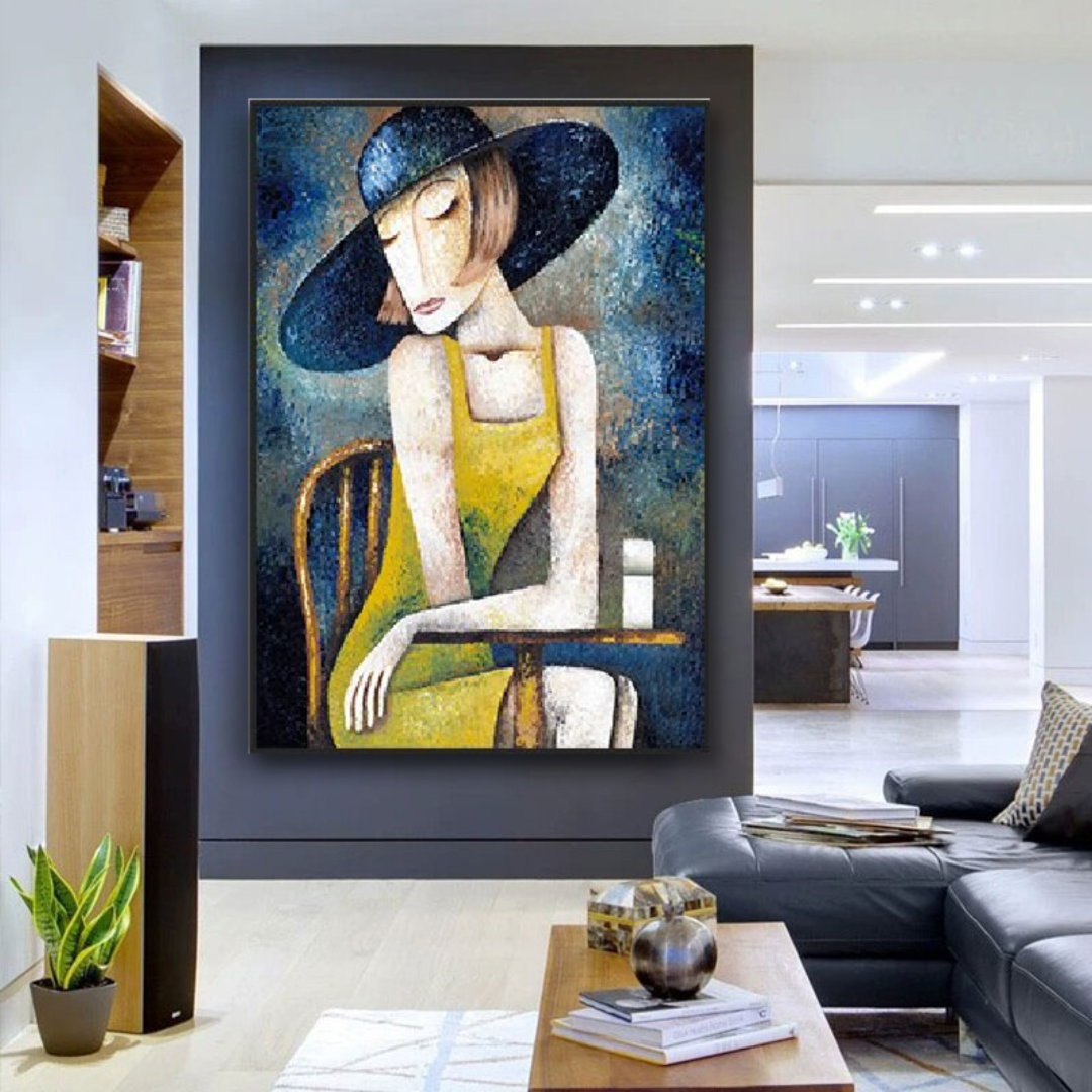 blue-vintage-woman-painting