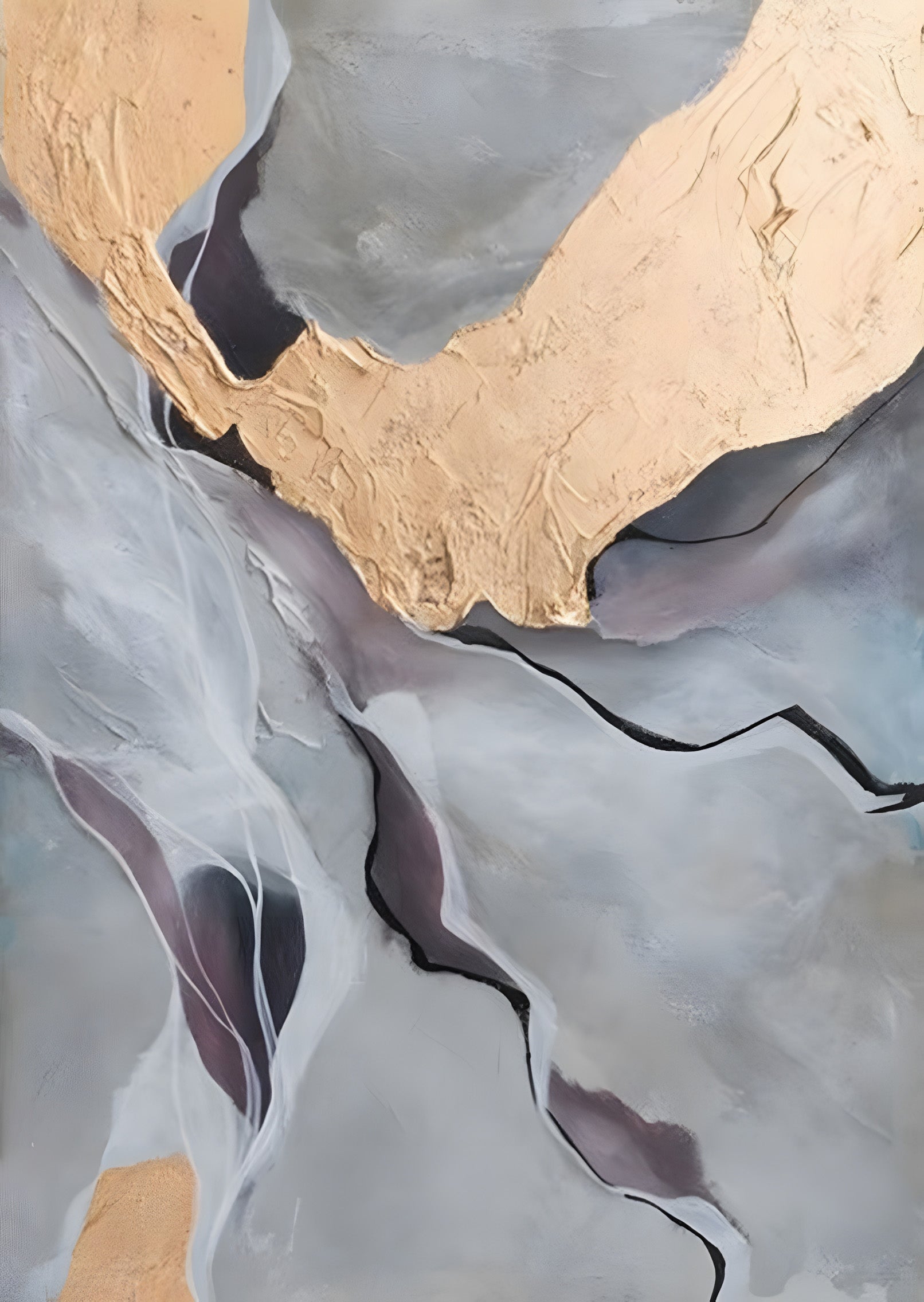 Golden Crest A Gold, Mauve & Gray Painting The Urban Narrative