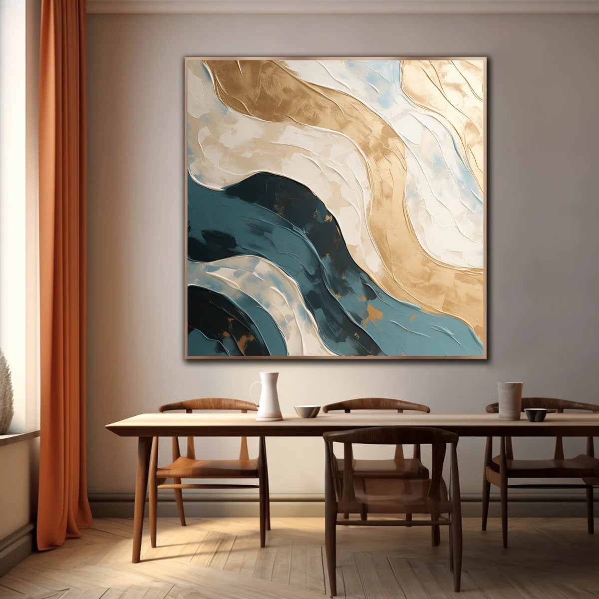 Golden Currents | A Luxurious Abstract Painting | The Urban Narrative