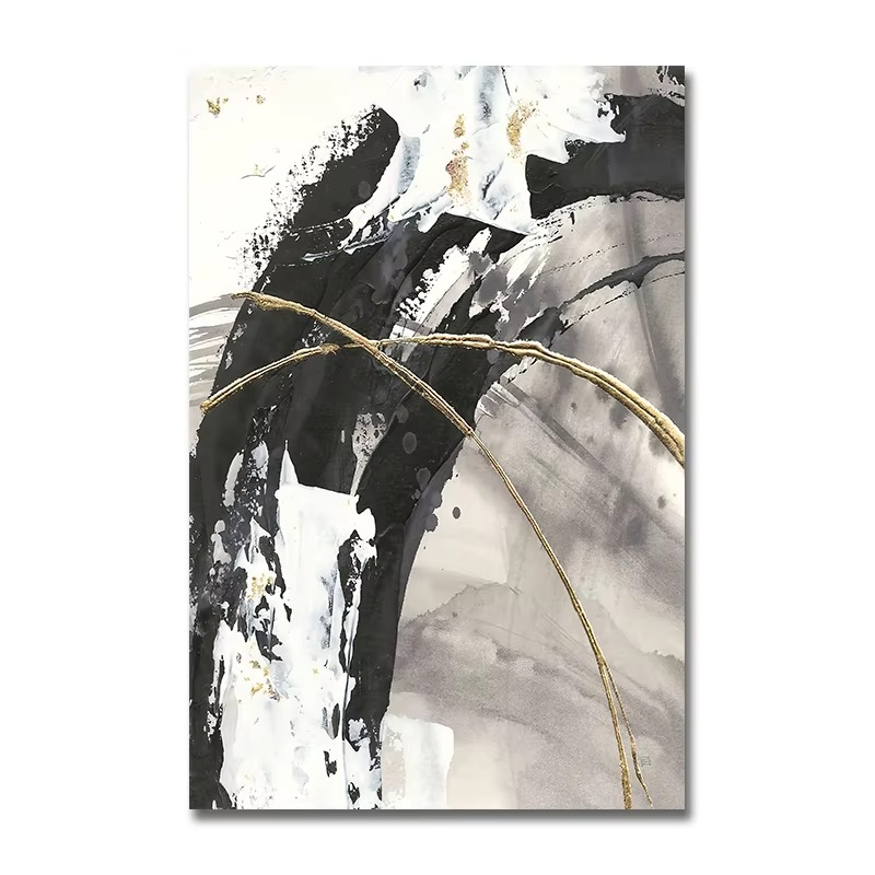 De la collection Ashes Trio : trois œuvres d'art moderne en noir, blanc et or