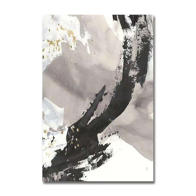 De la collection Ashes Trio : trois œuvres d'art moderne en noir, blanc et or