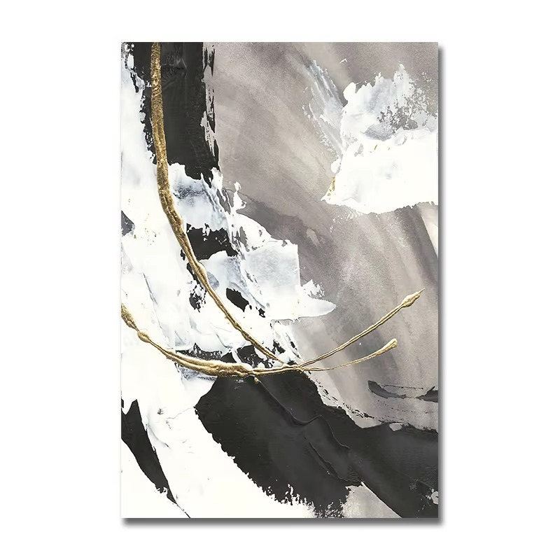 De la collection Ashes Trio : trois œuvres d'art moderne en noir, blanc et or