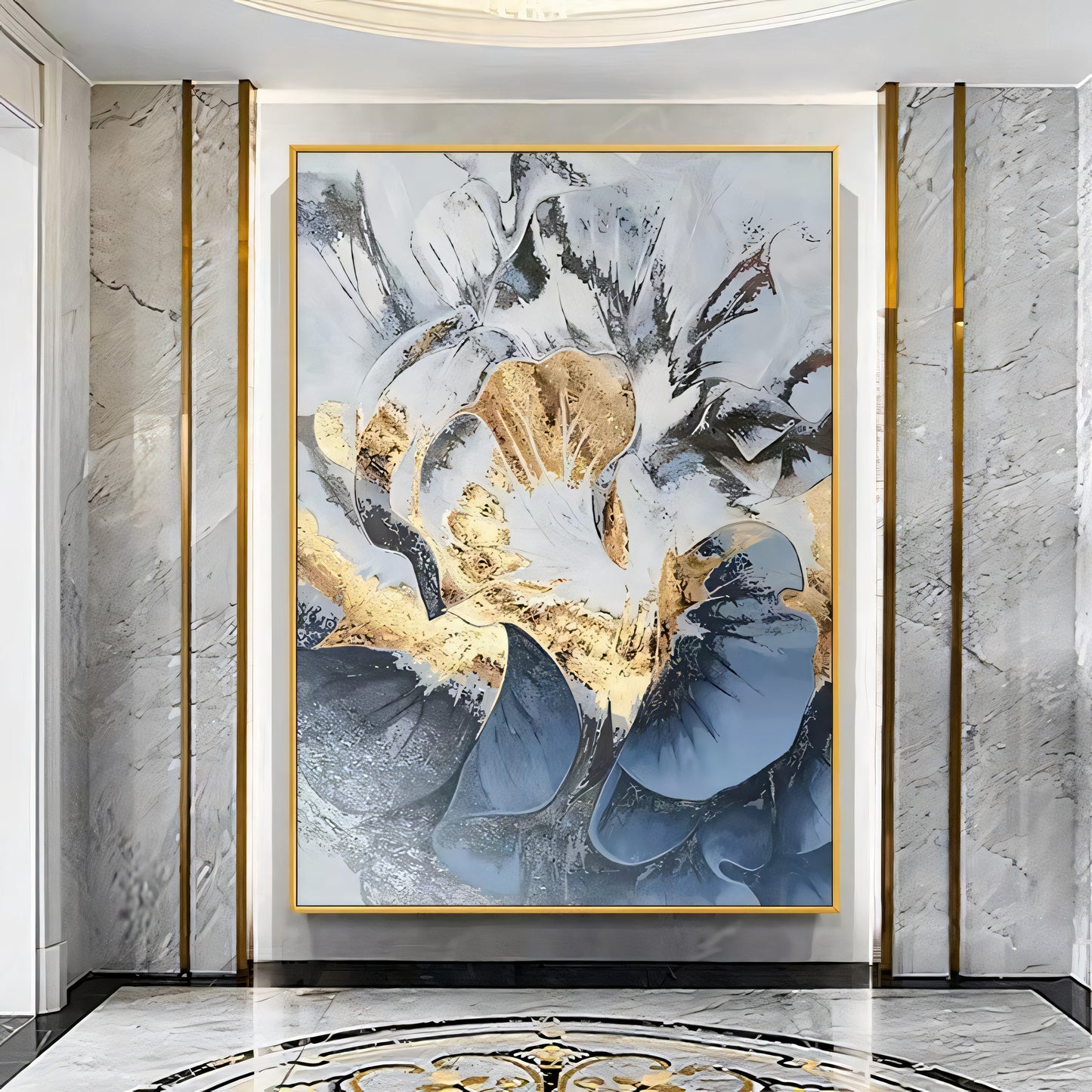 Luxury Blue and Gold Accent Floral Art | The Urban Narrative