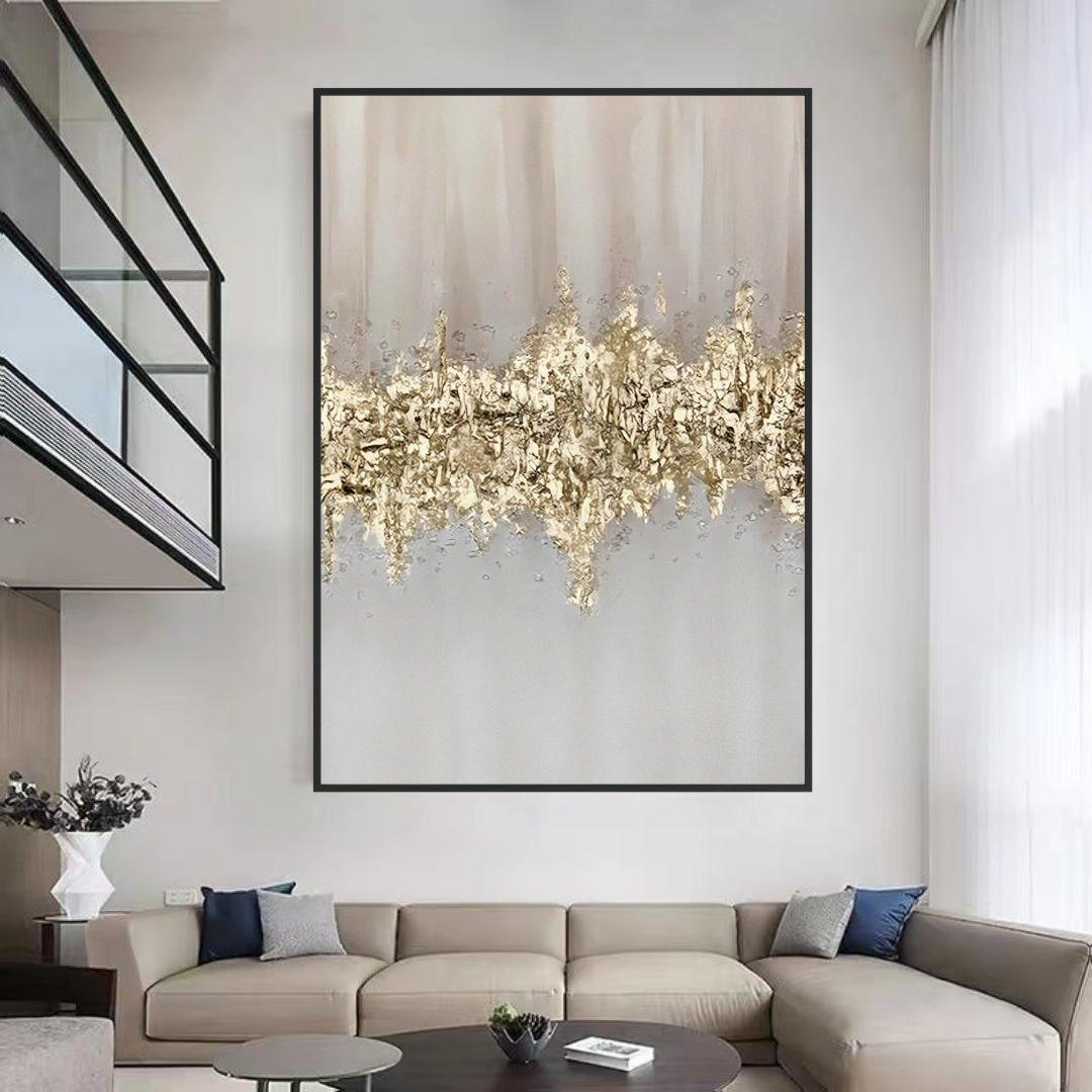 Luxury Golden Foil Statement Piece Painting The Urban Narrative