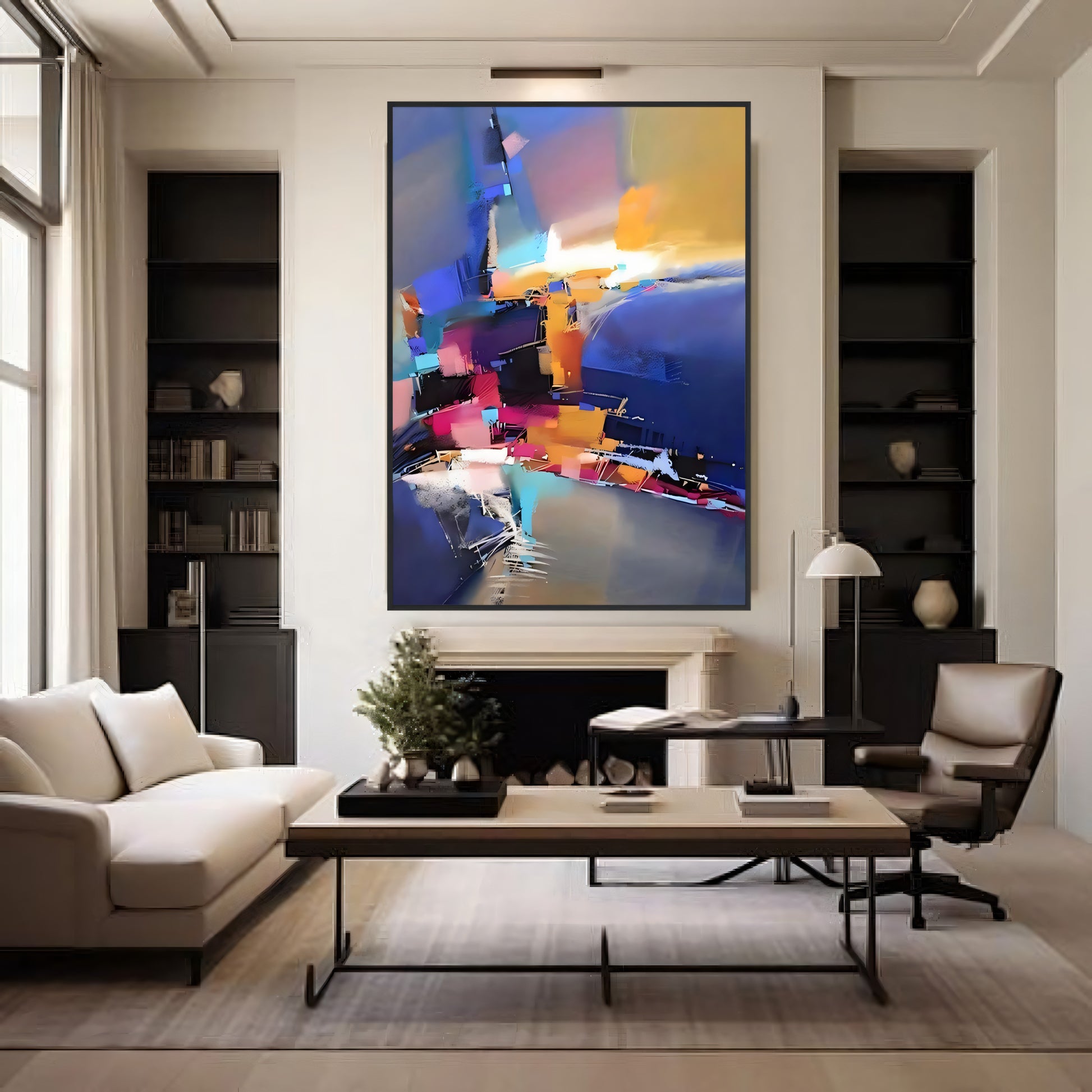 Portrait Abstract Expression in Vivid Hues Oil Painting The Urban Narrative