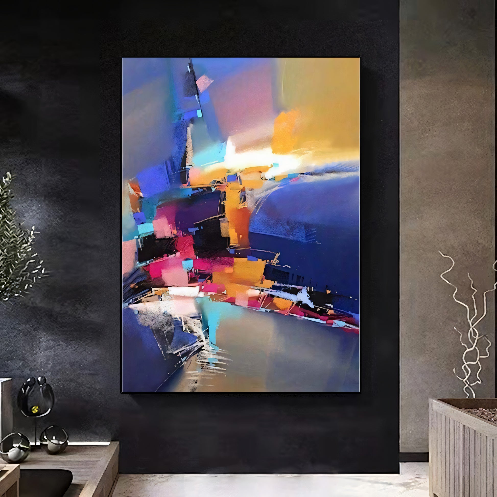 Portrait Abstract Expression in Vivid Hues Painting The Urban Narrative