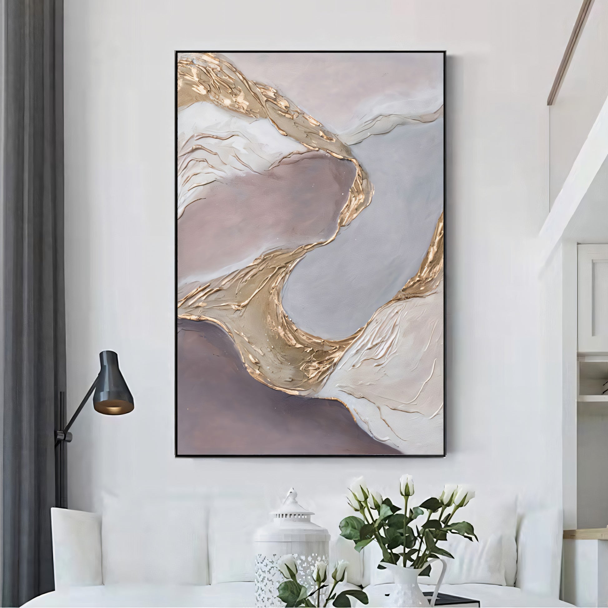 River of Possibility Pastel Gold Textured Centerpiece The Urban Narrative