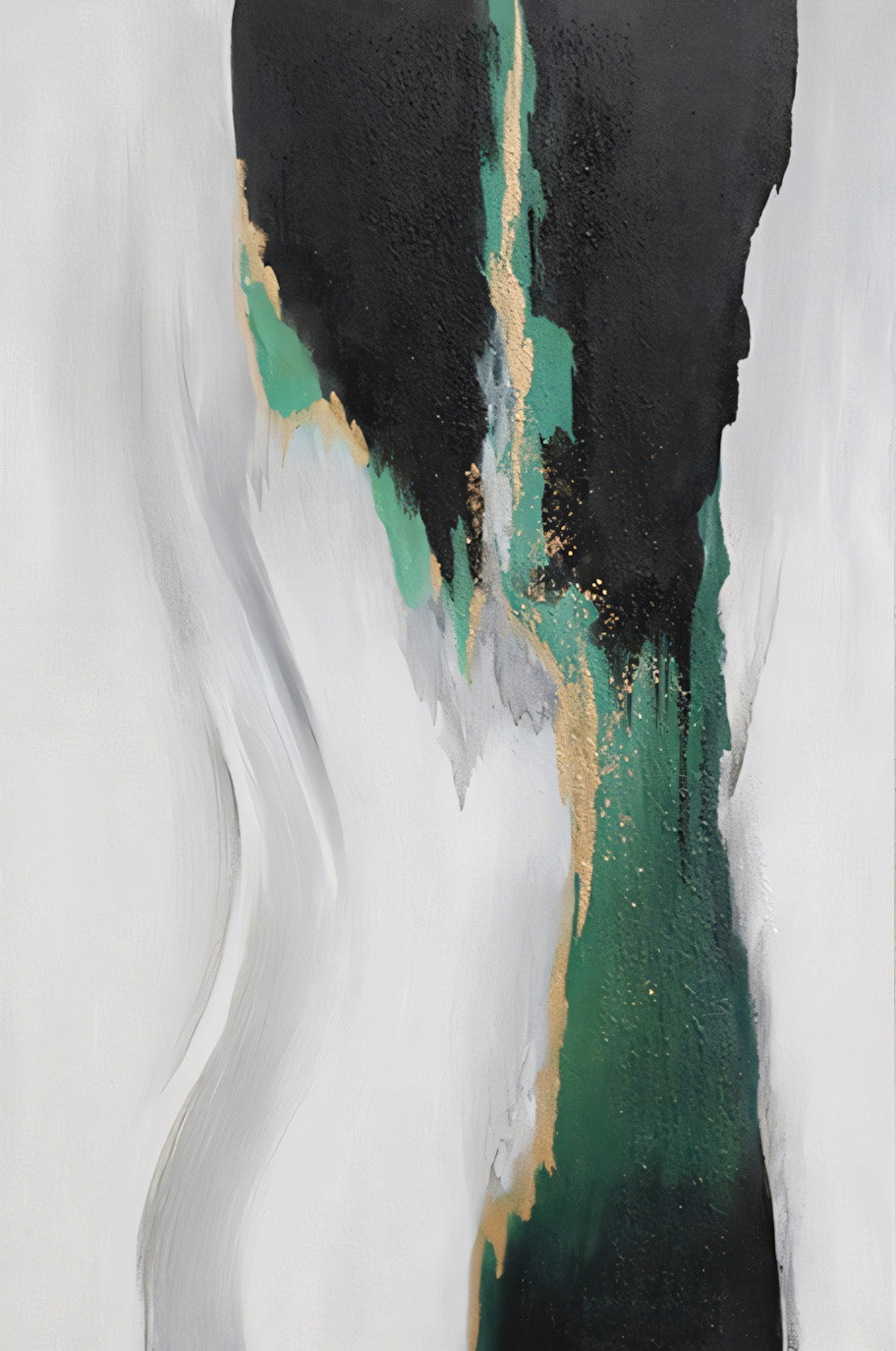 The Messengers Veil A Journey of Emerald and Gold Oil Painting The Urban Narrative