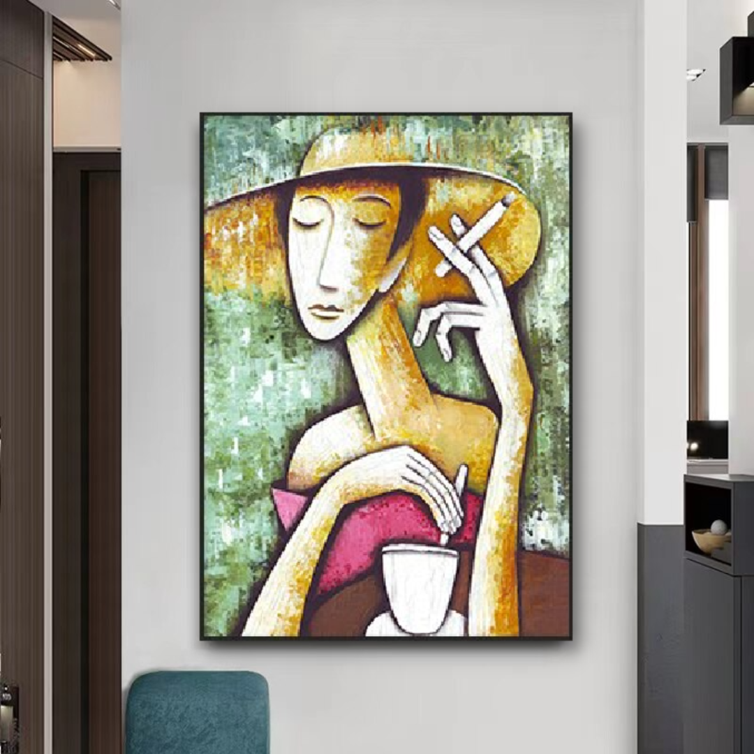 green-vintage-woman-painting