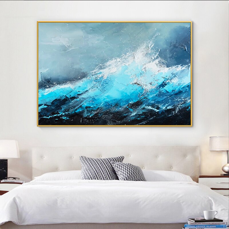 Crashing-blue-sea-waves-modern-acrylic-paining