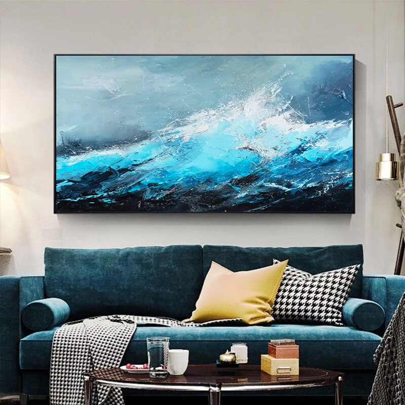 Crashing-blue-sea-waves-modern-acrylic-paining