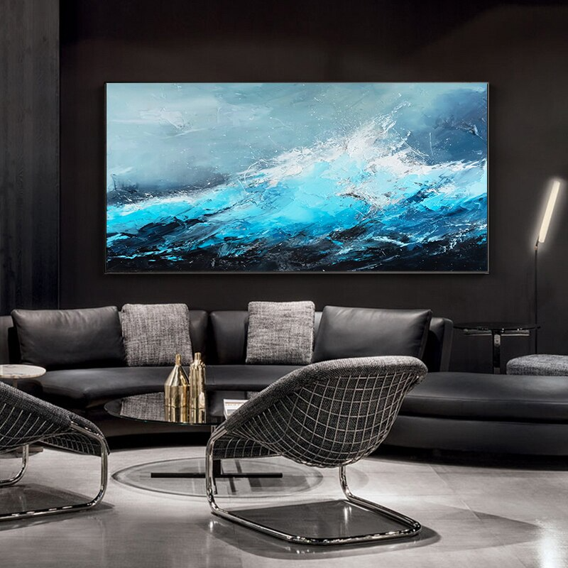 Crashing-blue-sea-waves-modern-acrylic-paining