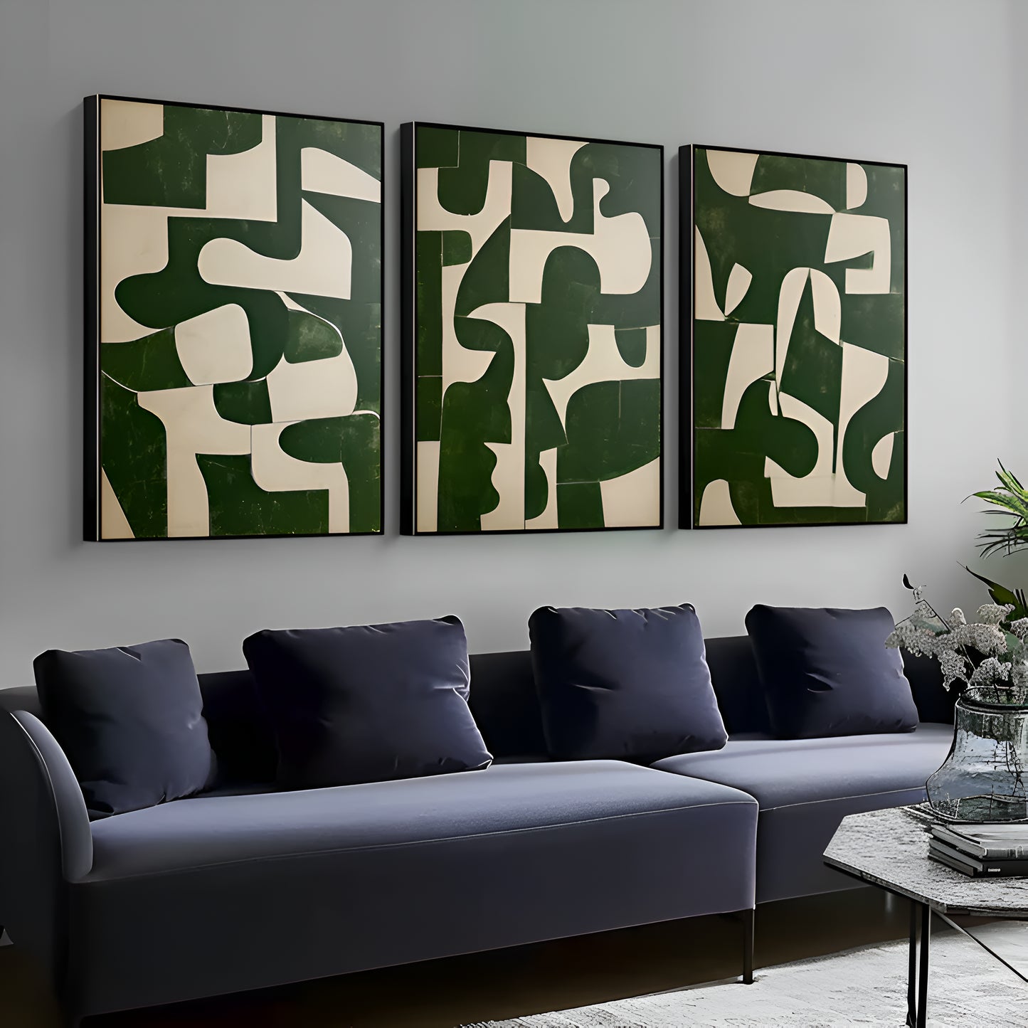 De la collection Ashes Trio : trois œuvres d'art moderne en noir, blanc et or