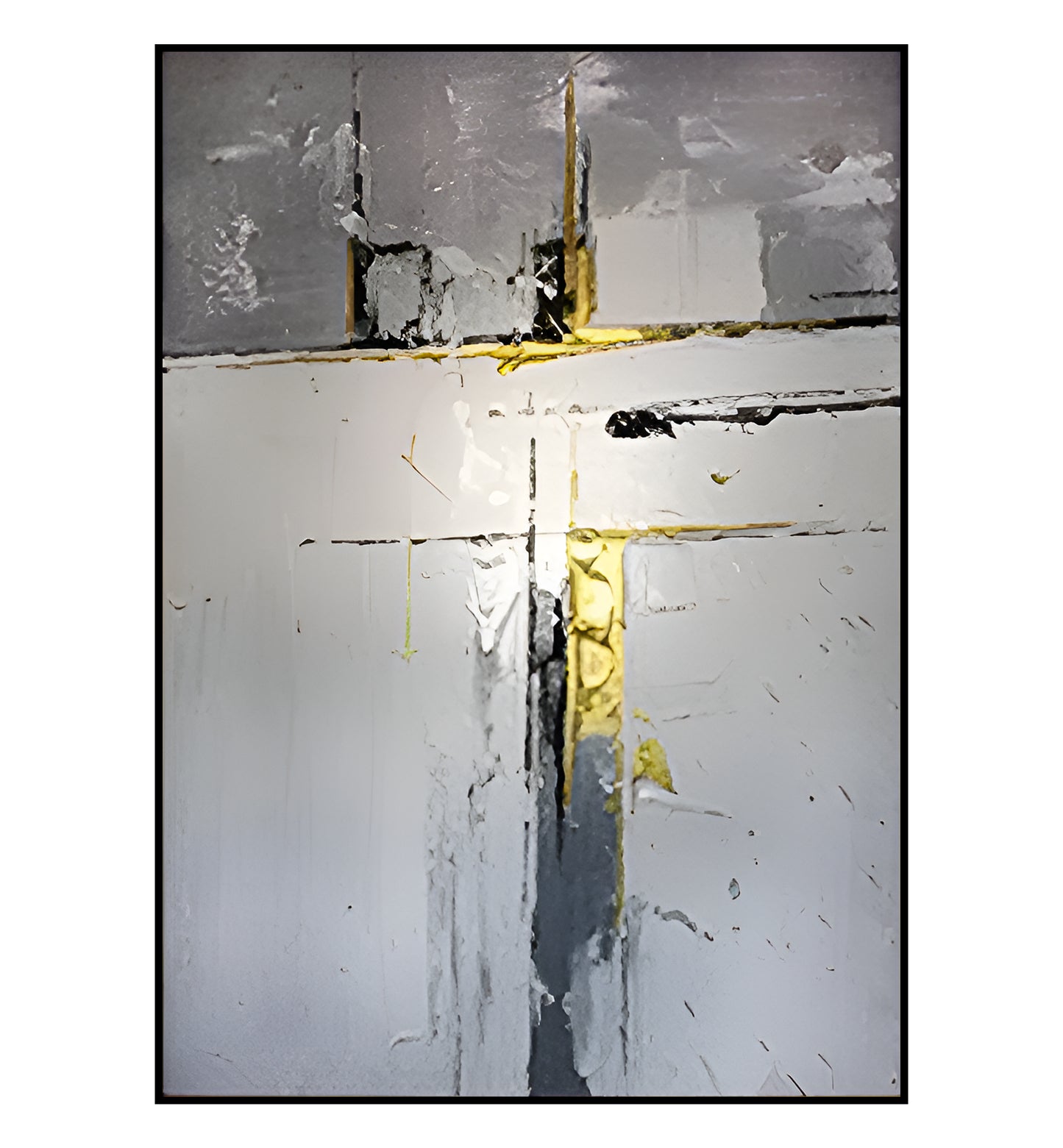Aus der Ashes Trio-Kollektion: Dreiteilige moderne Kunst in Schwarz, Weiß und Gold