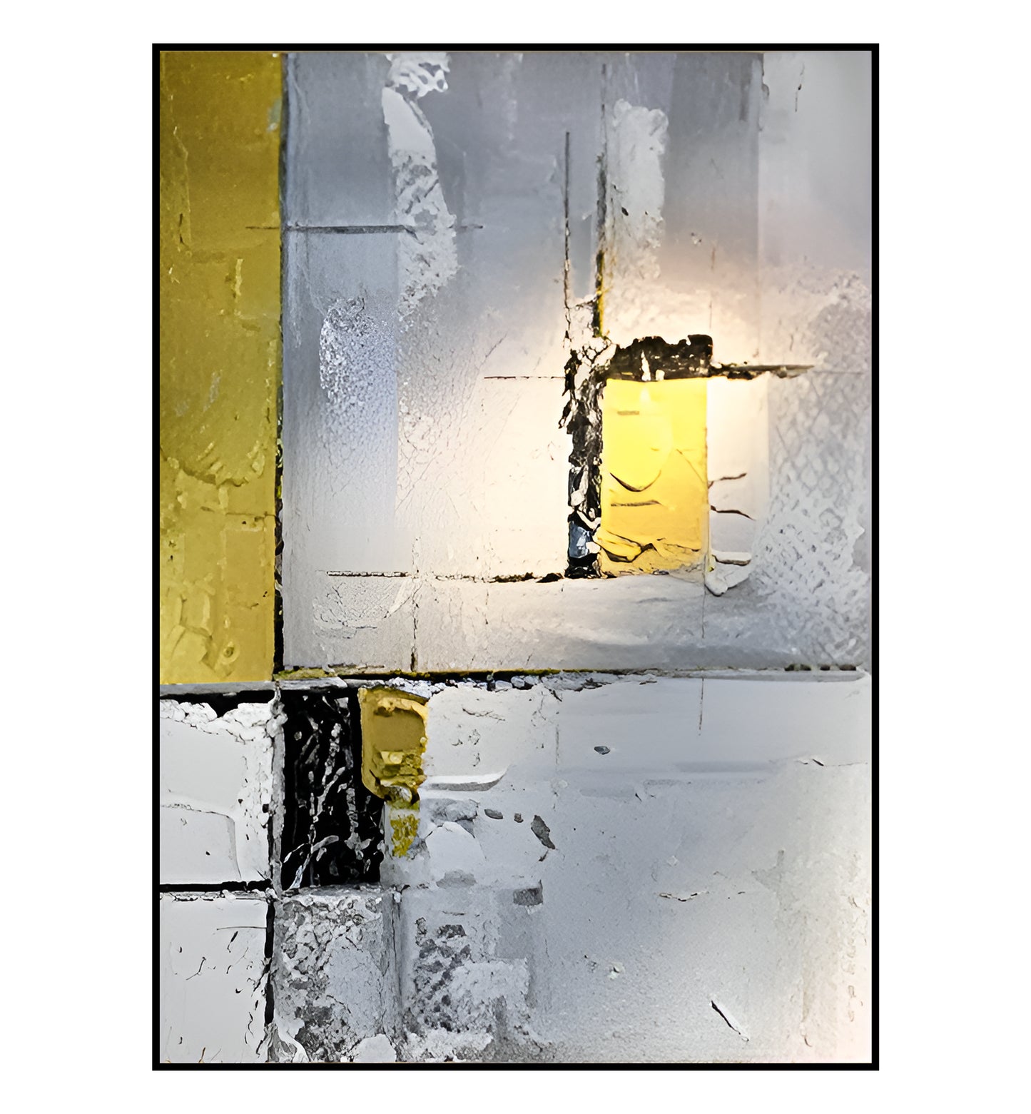 Aus der Ashes Trio-Kollektion: Dreiteilige moderne Kunst in Schwarz, Weiß und Gold