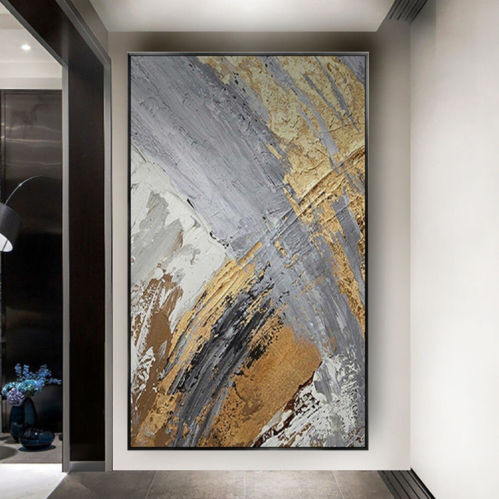 More than Gold: Gold and Steel Abstract Statement Painting