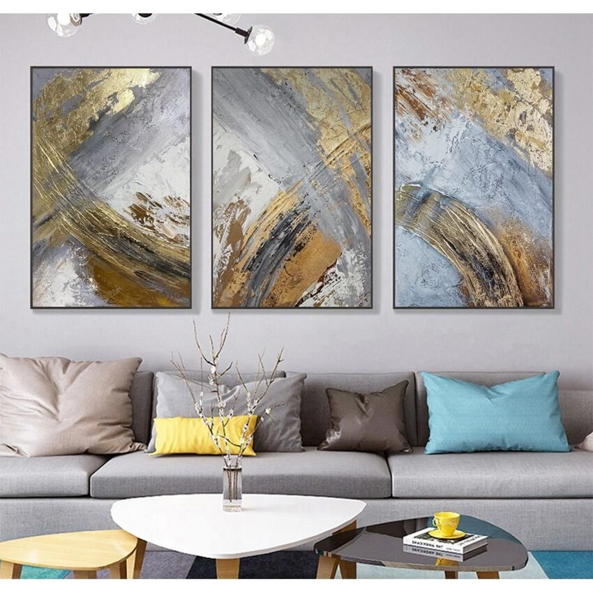 More than Gold: Gold and Steel Abstract Statement Painting