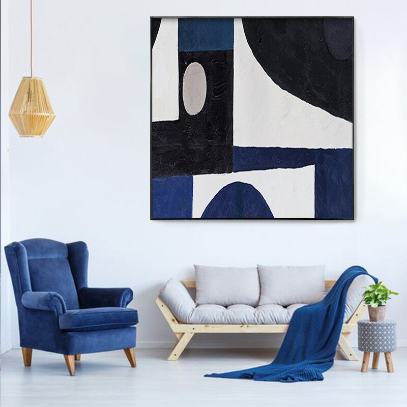 Abstract-shape-geometrical-blue-black-white-oil-painting-canvas-art-bridge