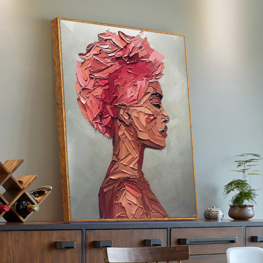 Textured-modern-woman-contemporary-abstract-art-pink