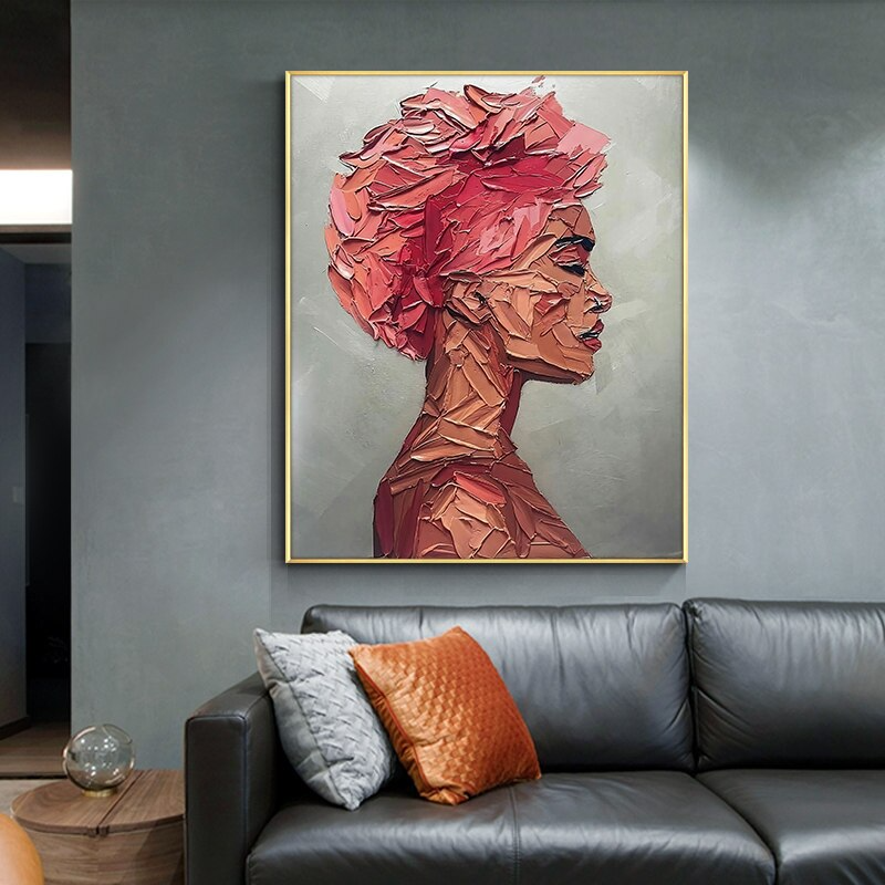 Textured-modern-woman-contemporary-abstract-art-pink