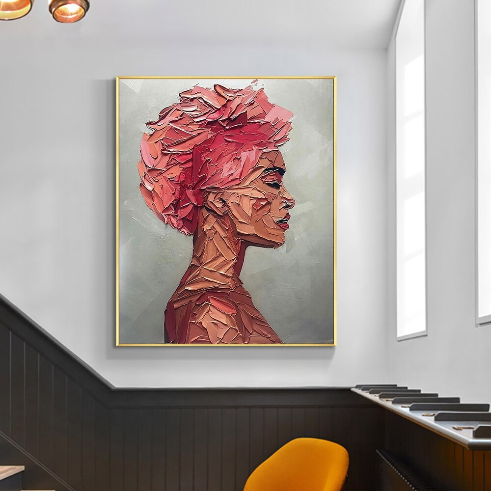 Textured-modern-woman-contemporary-abstract-art-pink