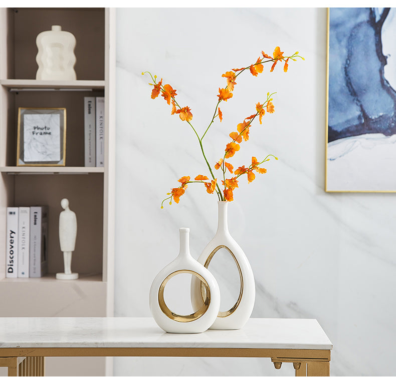 Luxe Duo Midnight and Snowfall Ceramic Vase