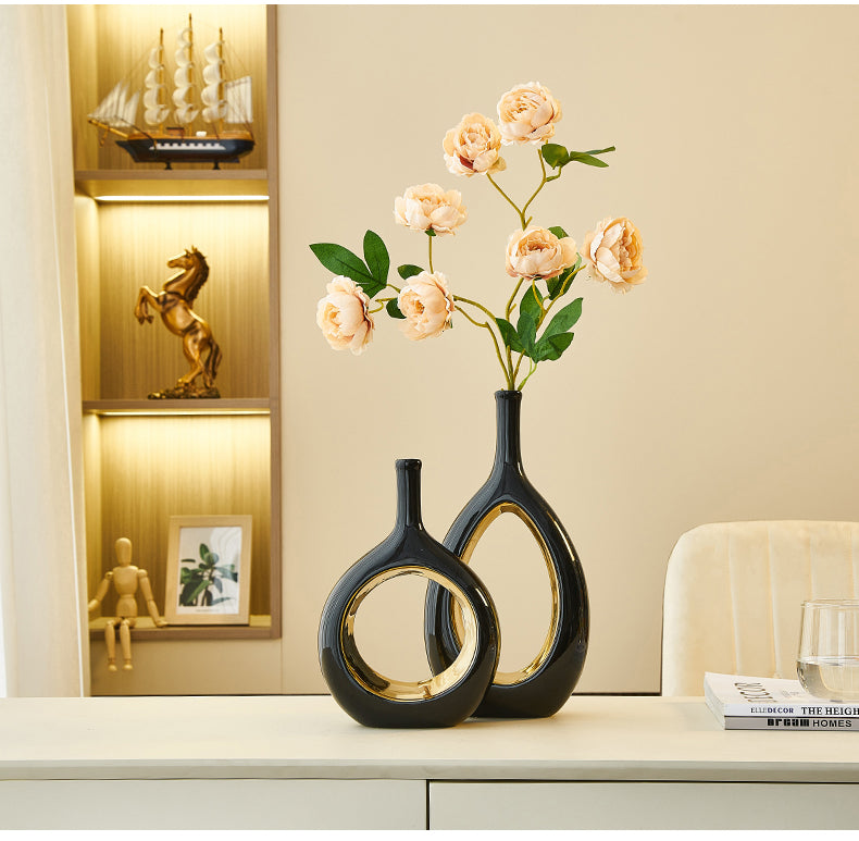 Luxe Duo Midnight and Snowfall Ceramic Vase