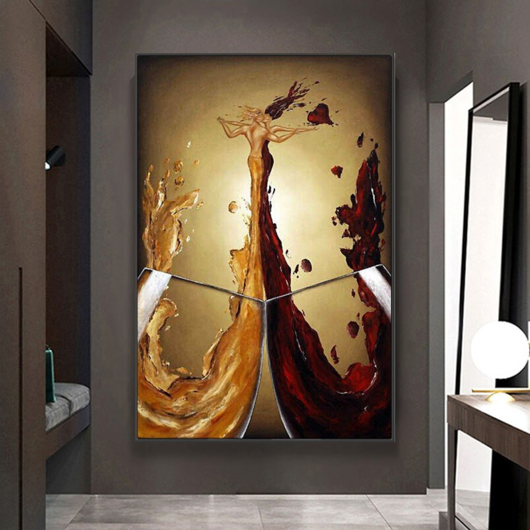 Red-and-white-wine-collide-love-story-modern-abstract-oil-paining