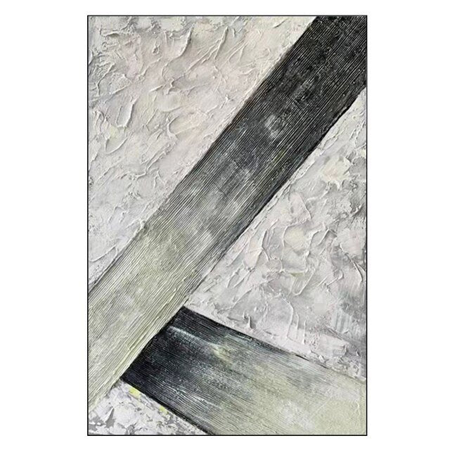 Textured black white and grey toned abstract oil painting