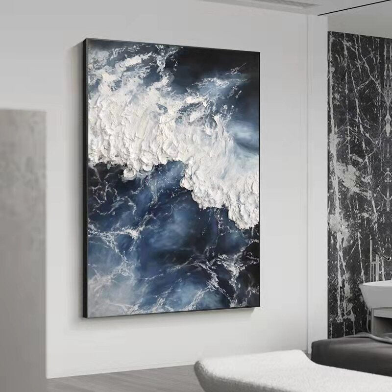 Nature-waves-deep-blue-sea-and-white-foam-textured-modern-abstract-canvas-oil-painting-contemporary-realistic-art