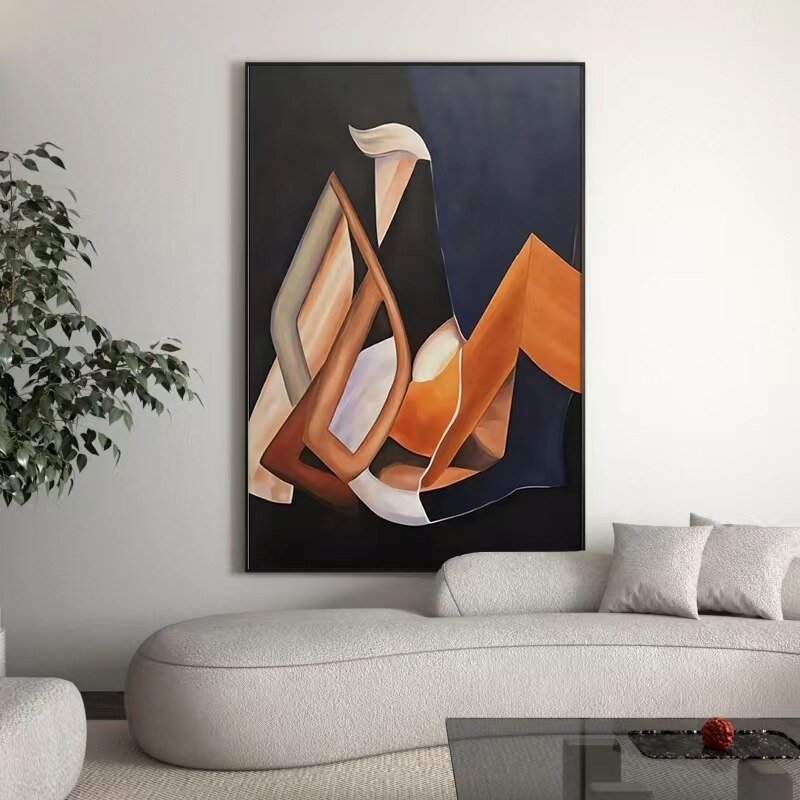 the-sitting-man-picasso-inspired-modern-abstract-geometric-minimal-blue-and-orange-hued-portrait-canvas-oil-painting