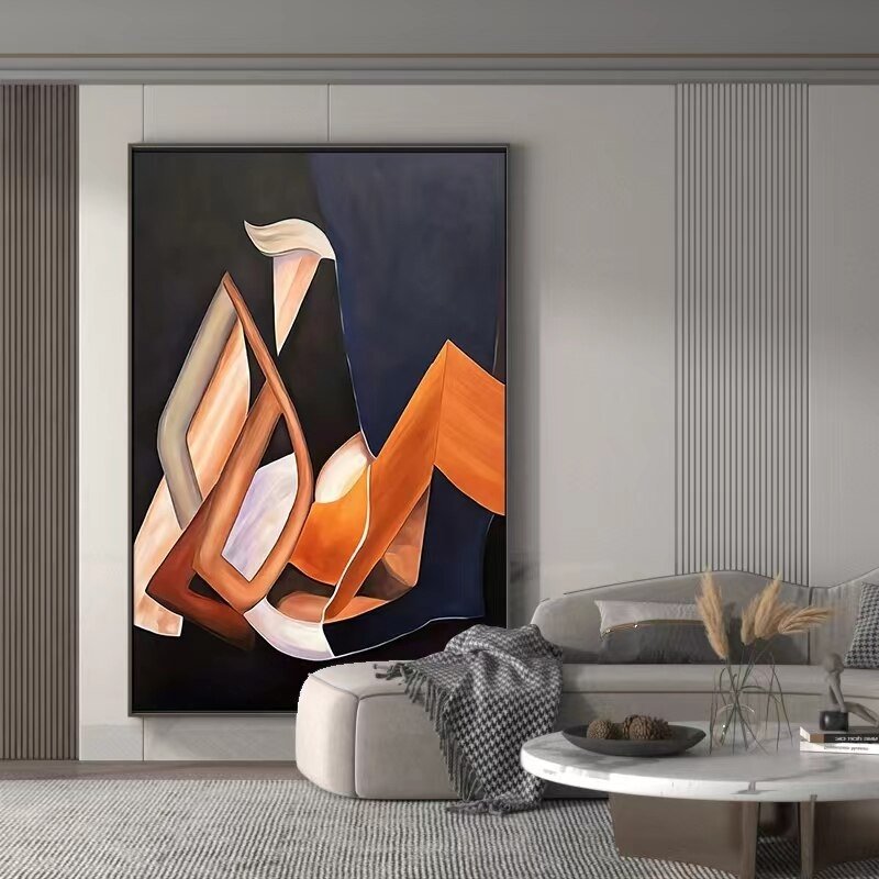 the-sitting-man-picasso-inspired-modern-abstract-geometric-minimal-blue-and-orange-hued-portrait-canvas-oil-painting