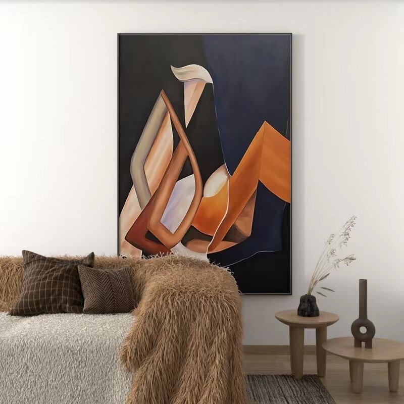 the-sitting-man-picasso-inspired-modern-abstract-geometric-minimal-blue-and-orange-hued-portrait-canvas-oil-painting