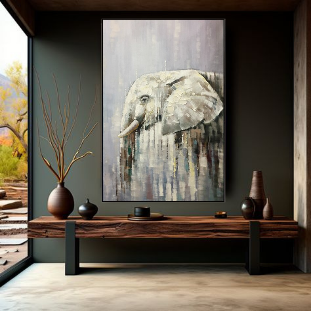 memory-the-urban-narrative-elephant-realistic-oil-painting-modern-abstract-art-home-decor-nature