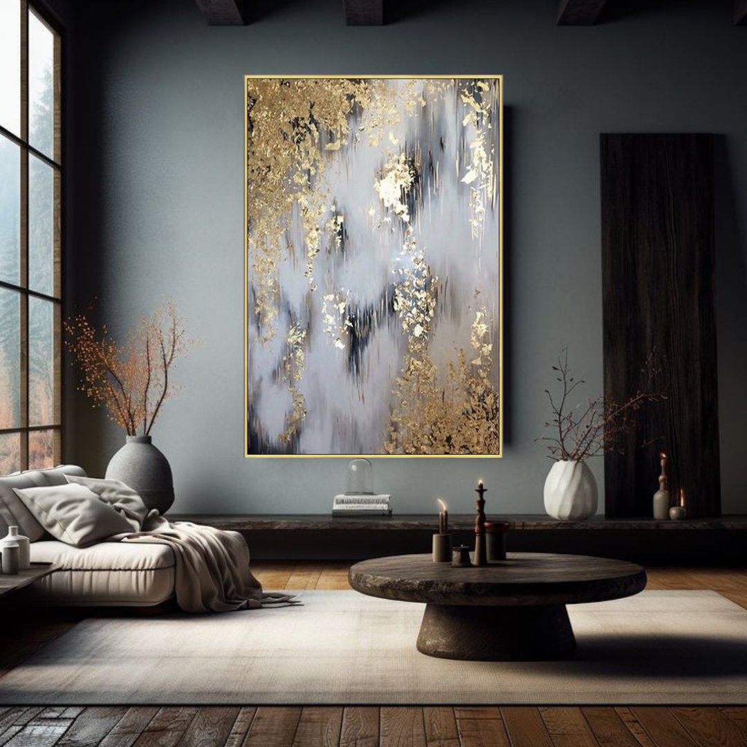 gold-leaf-oil-painted-abstract-fall-four-seasons-modern-industrial-art-rustic-home-theurbannarrative