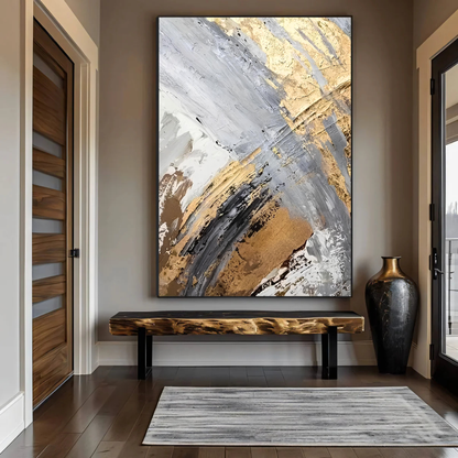 More than Gold: Gold and Steel Abstract Statement Painting