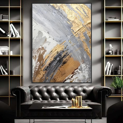 More than Gold: Gold and Steel Abstract Statement Painting