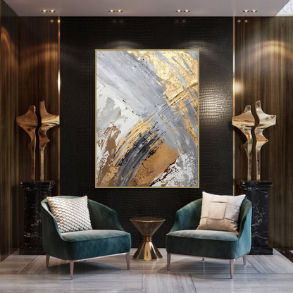 More than Gold: Gold and Steel Abstract Statement Painting