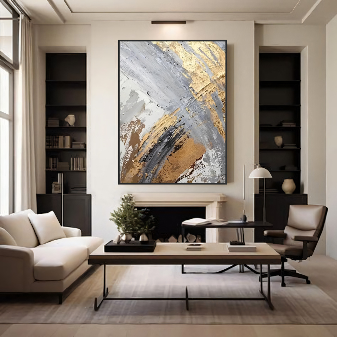 More than Gold: Gold and Steel Abstract Statement Painting
