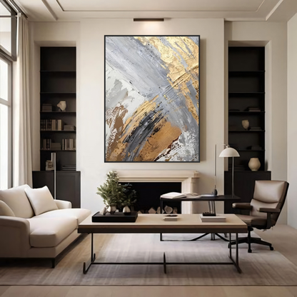 More than Gold: Gold and Steel Abstract Statement Painting
