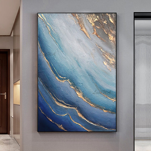 Ripple-wave-abstract-gold-blue-hue-green-earth-oil-acrylic-modern-painting-theurbannarrative