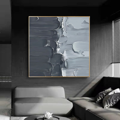mirage-grey-steel-blue-grey-textured-waves-modern-abstract-art-theurbannarrative-home-decor-textured-art-minimalist-Epoch-Trove-collection-gold-square-frame-minimalist-decor
