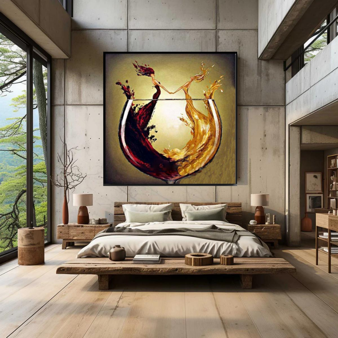 White-and-red-wine-modern-abstract-dining-and-kitchen-art-rustic-bedroom-deocor